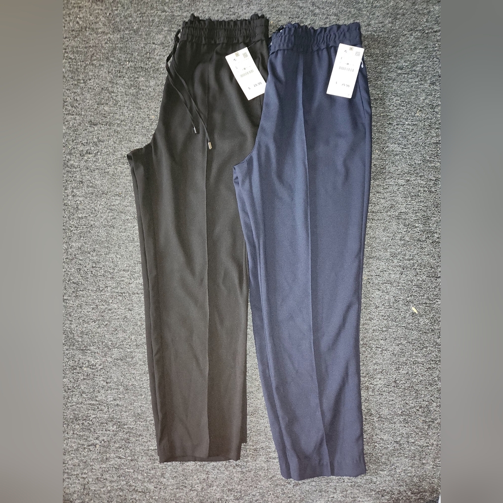 Zara Black and Navy Elastic Waist Trousers - Pair